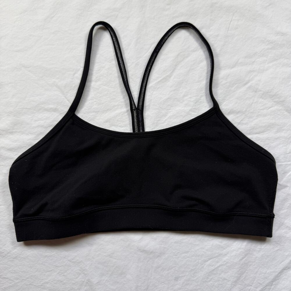 Lululemon Flow Y Bra Nulu Black Light Support Yoga Athleisure Sports Bra L